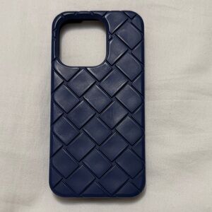 Bottega Veneta Navy Woven Phone Case